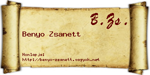 Benyo Zsanett névjegykártya